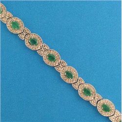 14K GOLD EMERALD AND DIAMOND BRACELET