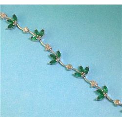 18K GOLD EMERALD AND DIAMOND BRACELET