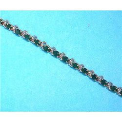 14K GOLD EMERALD AND DIAMOND BRACELET