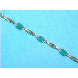 14K GOLD EMERALD AND DIAMOND BRACELET