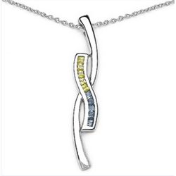 0.54 Carat Genuine Blue & Yellow Sapphire .925 Sterling Silver Pendant
