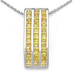 2.16 Carat Genuine Yellow Sapphire .925 Sterling Silver Pendant