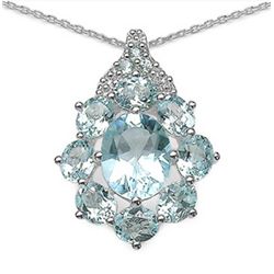 7.40 Carat Genuine Blue Topaz .925 Sterling Silver Pendant