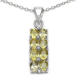 2.03 Carat Genuine Yellow Sapphire & White Topaz .925 Sterling Silver Pendant