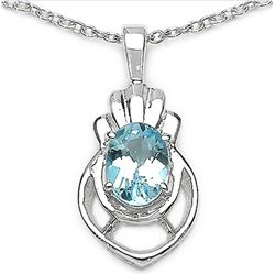 1.00 Carat Genuine Blue Topaz .925 Sterling Silver Pendant