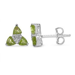 0.96 Carat Genuine Peridot & White Topaz .925 Sterling Silver Earrings