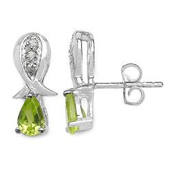 0.92 Carat Genuine Peridot & White Topaz .925 Sterling Silver Earrings