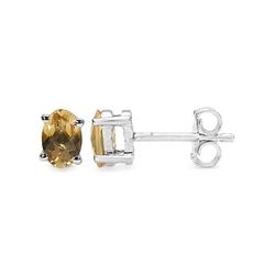 0.73 Carat Genuine Citrine .925 Sterling Silver Stud Earrings