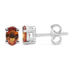 1.30 Carat Genuine Orange Sapphire .925 Sterling Silver Earrings