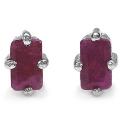 0.80 Carat Genuine Ruby .925 Sterling Silver Earrings