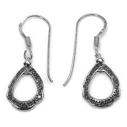 0.09 Carat Genuine Blue Diamond .925 Sterling Silver Earrings