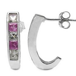 1.50 Carat Genuine Pink & White Sapphire .925 Sterling Silver Earrings