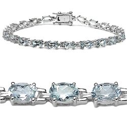 8.80 Carat Genuine Aquamarine .925 Sterling Silver Bracelet