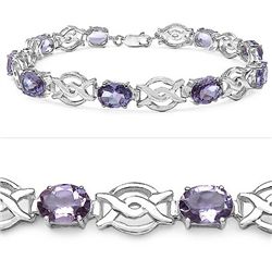 10.80 Carat Geunie Amethyst .925 Sterling Silver Bracelet