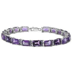 20.14 Carat Genuine Amethyst & Tanzanite .925 Sterling Silver Bracelet