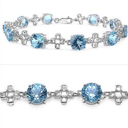 16.00 Carat Genuine Blue Topaz .925 Sterling Silver Bracelet