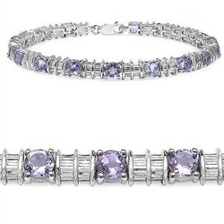 6.30 Carat Geunie Amethyst .925 Sterling Silver Bracelet