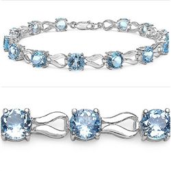 14.30 Carat Genuine Blue Topaz .925 Sterling Silver Bracelet