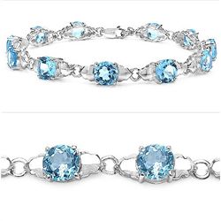 14.30 Carat Genuine Blue Topaz .925 Sterling Silver Bracelet