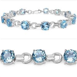 16.90 Carat Genuine Blue Topaz .925 Sterling Silver Bracelet