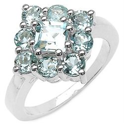 2.19 Carat Genuine Blue Topaz .925 Sterling Silver Ring