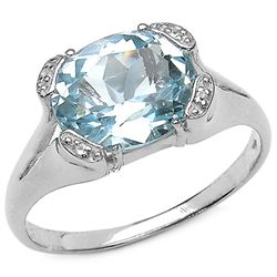 5.29 Carat Genuine Blue & White Topaz .925 Sterling Silver Ring