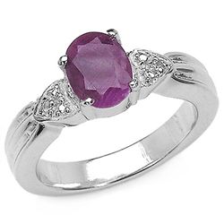 1.10 Carat Genuine Ruby & White Topaz .925 Sterling Silver Ring