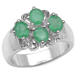 1.40Carat Genuine Emerald .925 Sterling Silver Ring