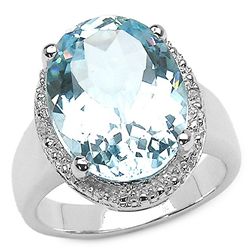 12.02 Carat Genuine Blue & White Topaz .925 Sterling Silver Ring