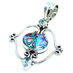 Abalone Shell & Blue Topaz Pendant