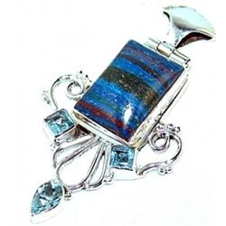 Rainbow Caliscilica & Blue Topaz Pendant