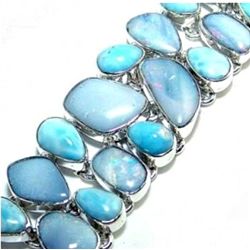 Fire Opal & Larimar Bracelet
