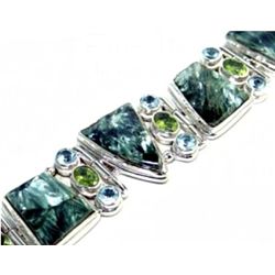 Serphinite, Blue Topaz & Peridot Bracelet