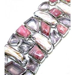 Biwa Pearl & Rhodochrosite Bracelet