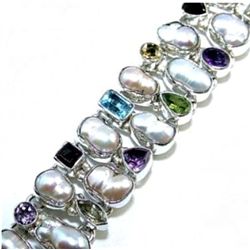 Blister Pearl & Mixed Stones Bracelet