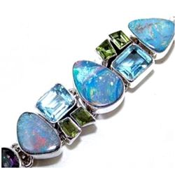 Fire Opal, Blue Topaz & Lemon Quartz Bracelet