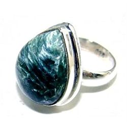 Silver and Serphinite Ring