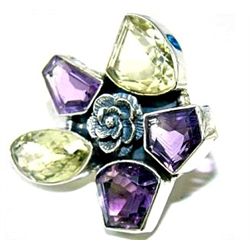 Silver and Mixed Stones Ring