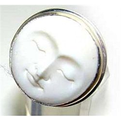 Silver and Carved Face Ring