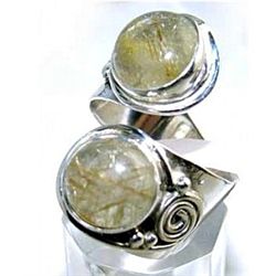 Silver and Golden Rutilated Quartz Ring