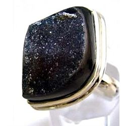 Silver and Agate Drusy Ring