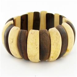 Stretch Monkey Pod & Teak Bracelet (JEW-4363)