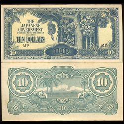 1942 Malaysia $10 Japan Occupation Crisp Unc Note (COI-3806)