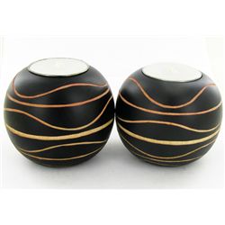 Mango Wood Candle Holder Pair (DEC-798)