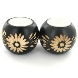 Mango Wood Candle Holder Pair (DEC-775)