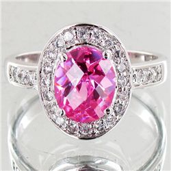 28.86twc Pink Lab Diamond White Gold Vermeil/925 Ring (JEW-3992)