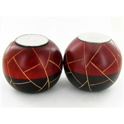 Mango Wood Candle Holder Pair (DEC-799)