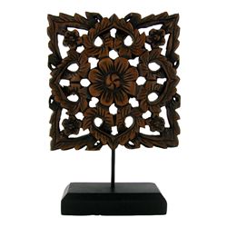 Handcarved Burma Teak Lotus Panel (CLB-312)