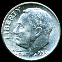 1959D FDR Silver 10c MS65 Full Bands (COI-11604)