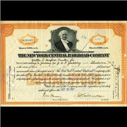 1920s NY Central Railroad Stock Cert w/ SCARCE Transfer Stamps (CUR-06584)